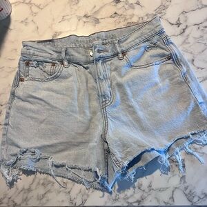 American Eagle Outfitters Frayed Light Blue Jean Shorts